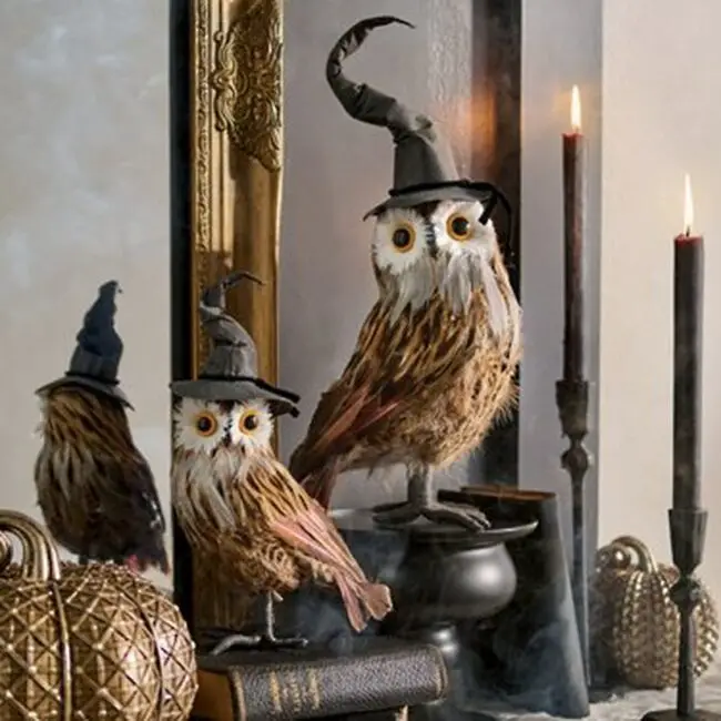 Owls Sporting Witch Hats