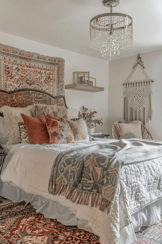 Vintage Textiles and Modern Accents Fusion