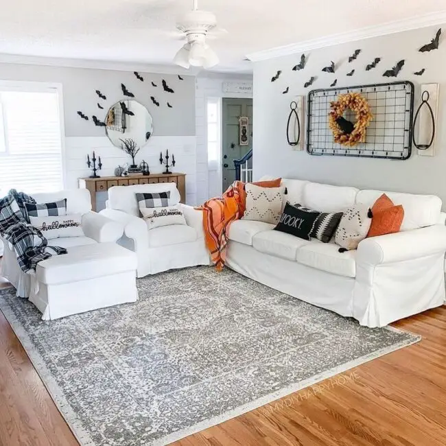 Light and Bright Halloween Living Room