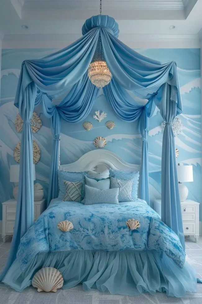 Striking Ocean Wave Canopy Bed Design