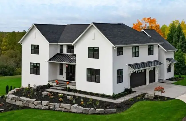 Two-Story House with Black-Framed Windows