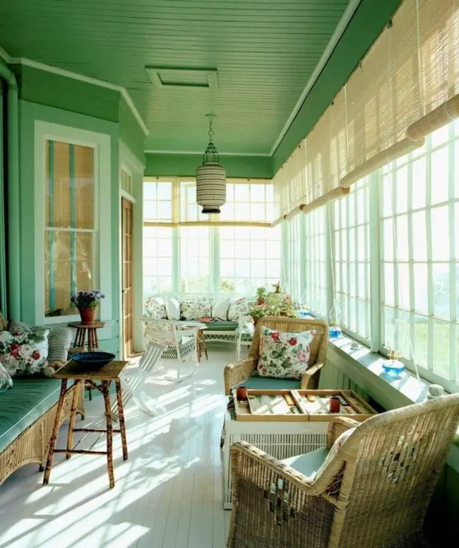 Vintage-Inspired Sunroom with Pastels