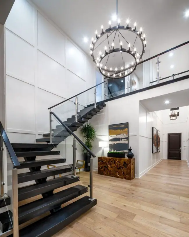 Grand Staircase with Elegant Lighting