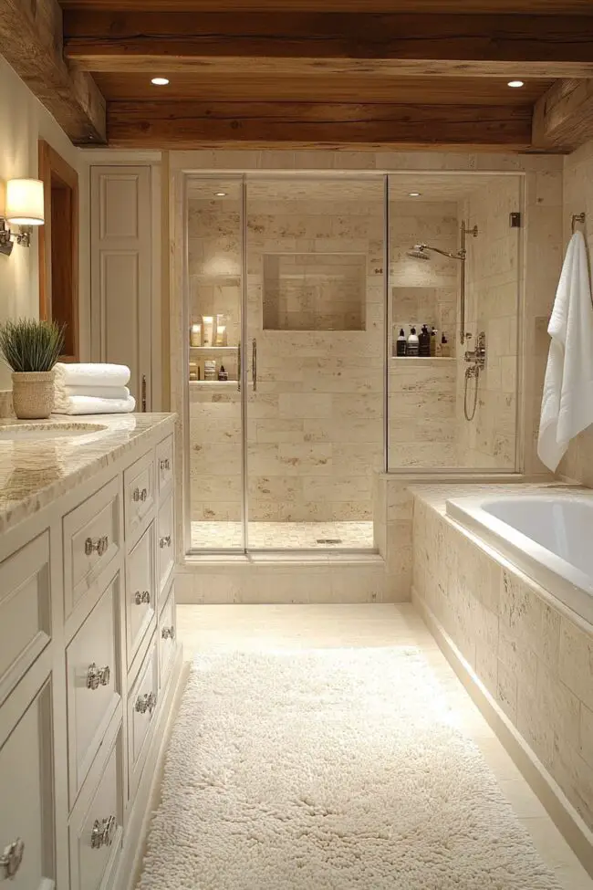 Chic Bath Design with Unique Materials