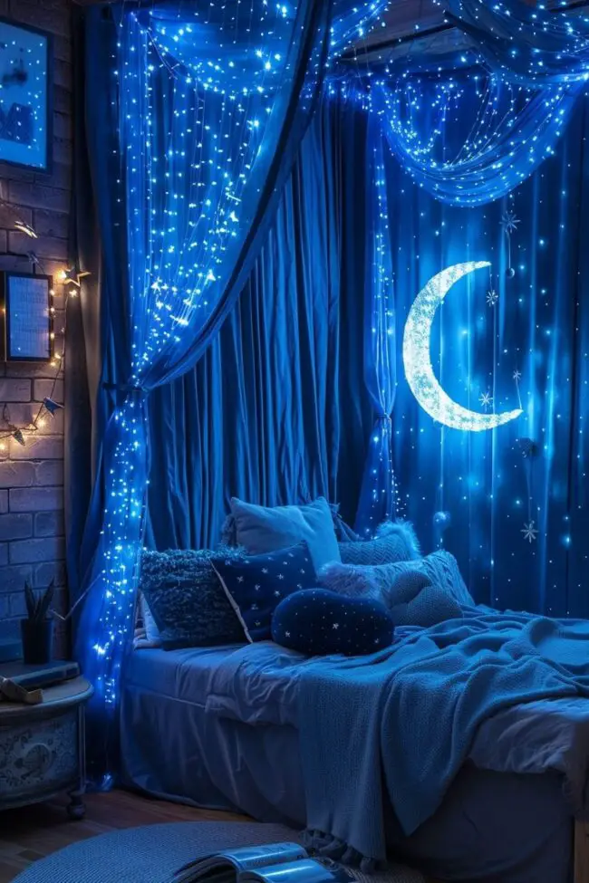 Celestial Canopy Bed with Night Lights