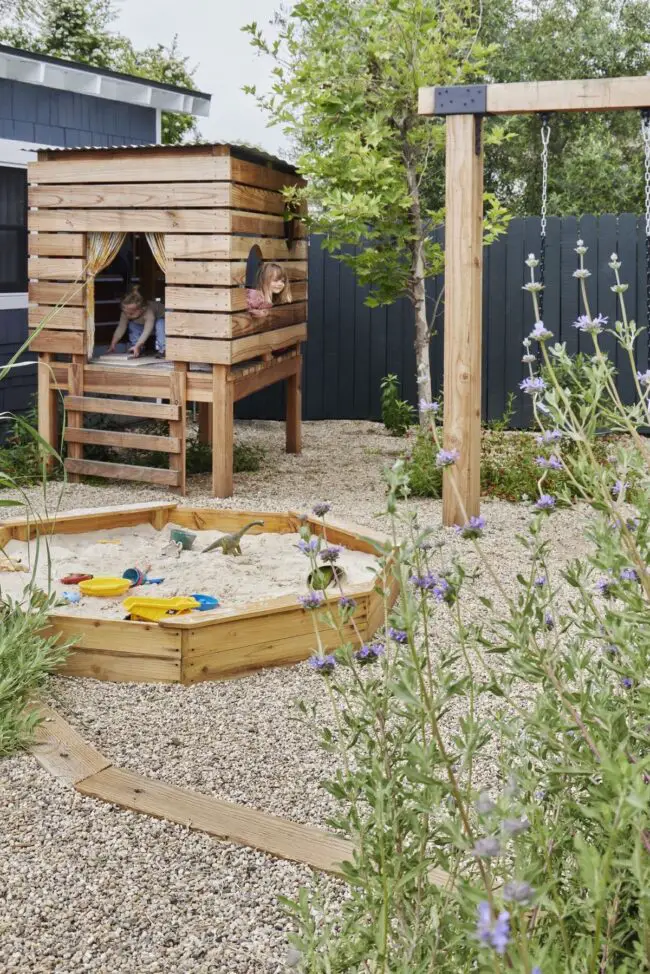 Compact Cubed Hideout with Sandbox for Young Gardeners