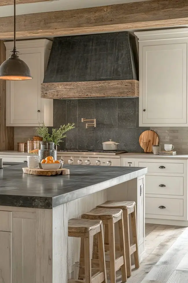 Natural Stone and Wood Kitchen Harmony