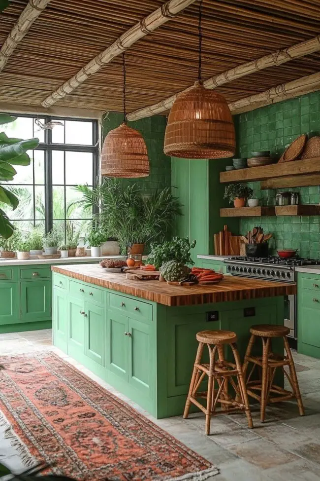 Tropical Inspired Bohemian Kitchen Design