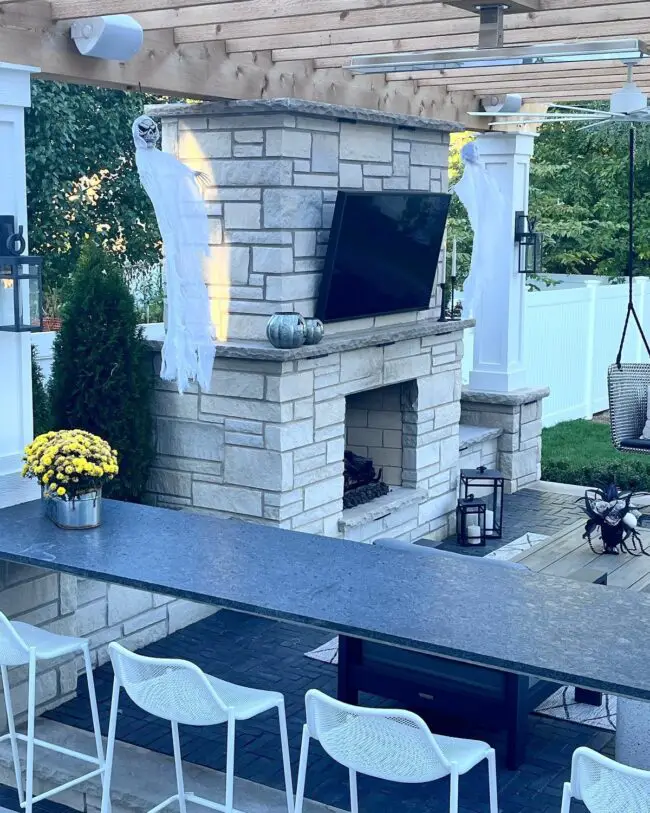 Haunted Outdoor Lounge Setup for Spooky Nights