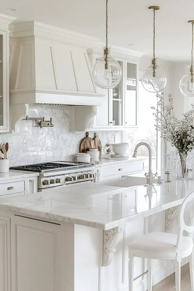 Dreamy White Bohemian Kitchen Design