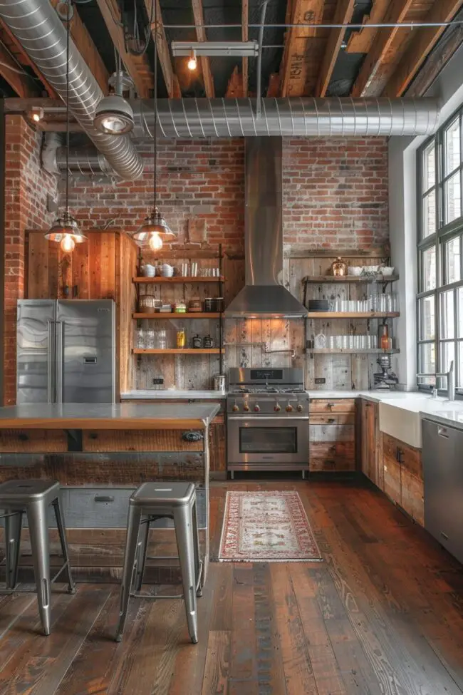 Efficient Kitchen Design with Industrial Flair