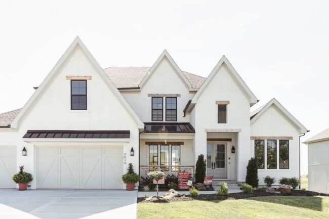 Contemporary White House with Wood Details