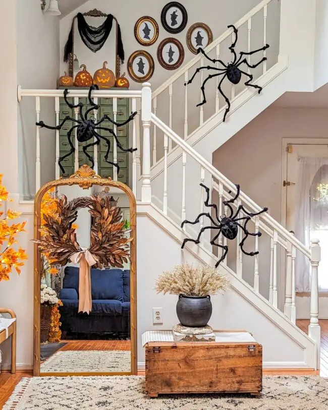 Spider-Adorned Staircase Entry