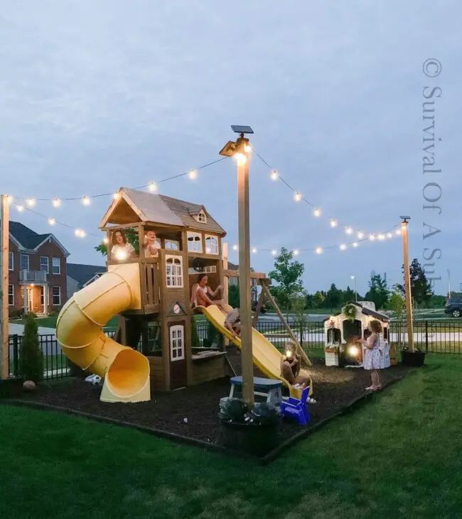 Playhouse and Slide for Evening Fun in a Cozy Nook