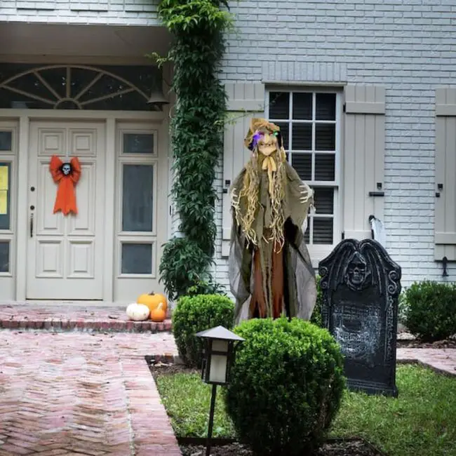 Witch and Tombstone Display in the Yard