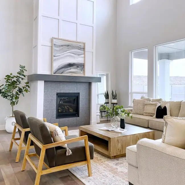 Modern Living Room with Fireplace Feature