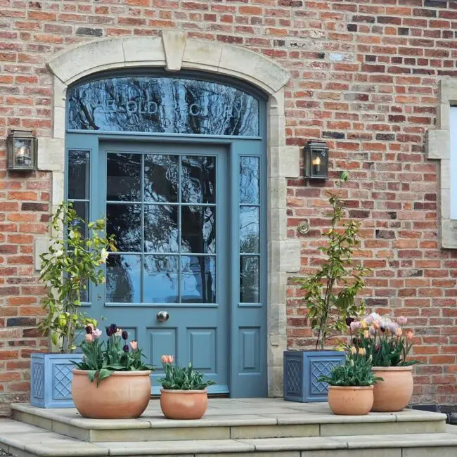 Blue Door for Rustic Charm with a Brick House