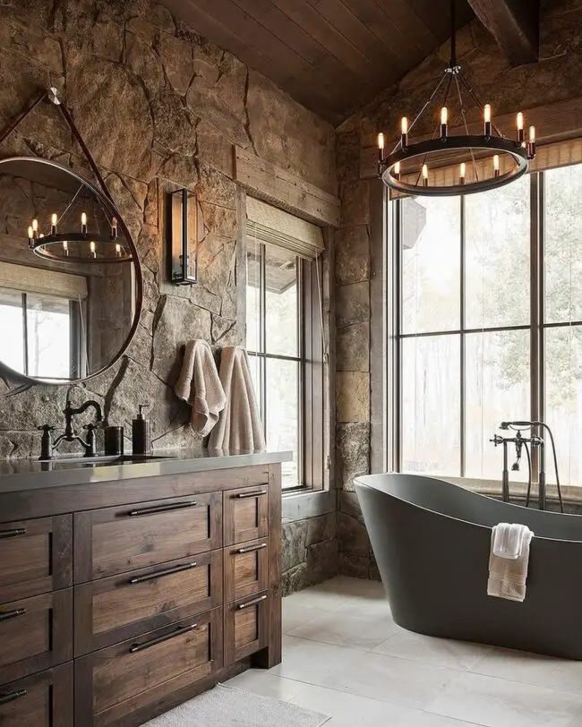 Spa-Like Rustic Bathroom Escape