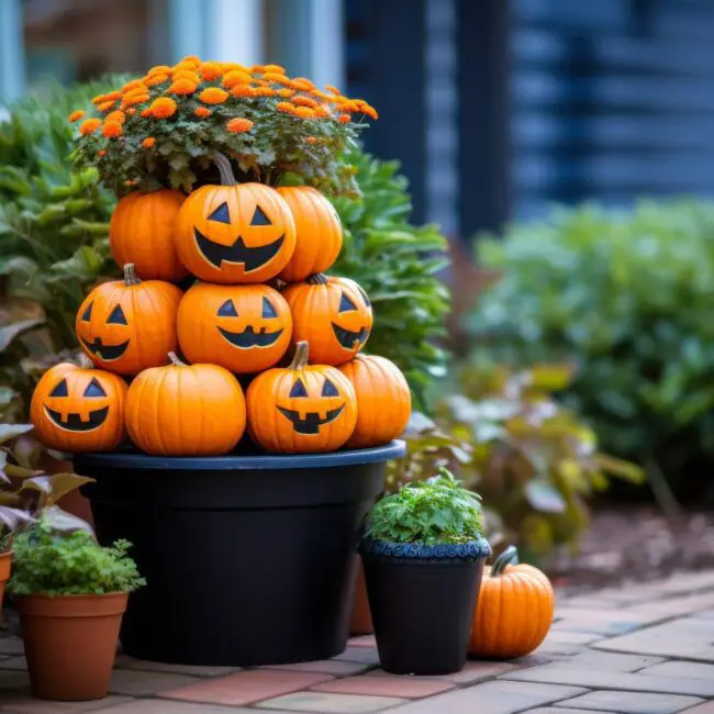 Pumpkin Tower Planter for Spooky Appeal