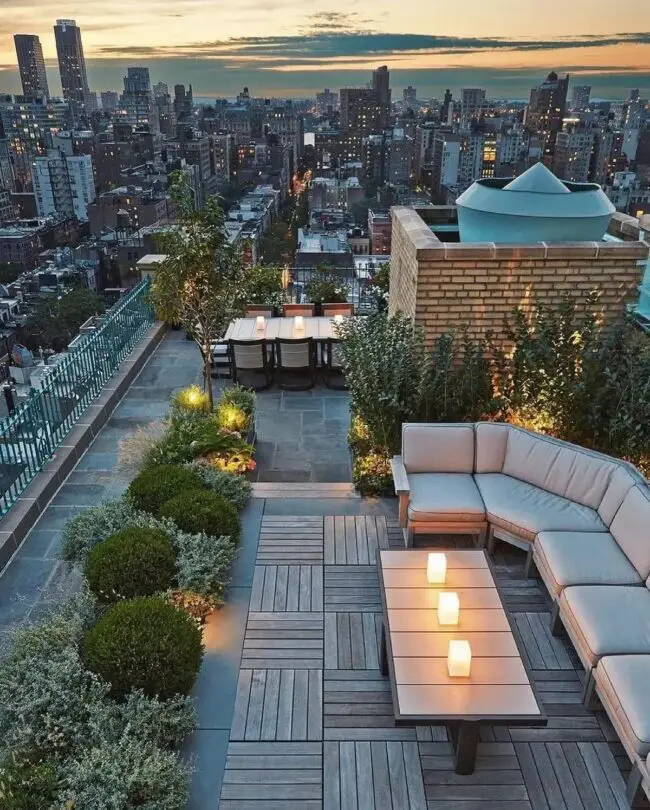 Chic Rooftop Dining at Twilight