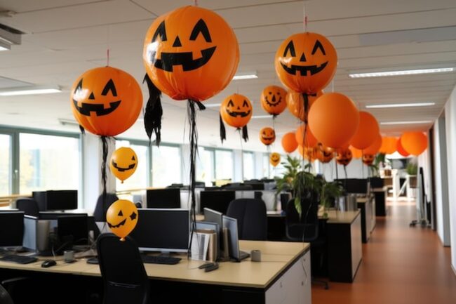 Jack-o'-Lantern Balloons for the Workspace