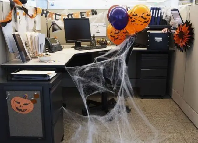 Spider Webbed Office Cubicle Setup