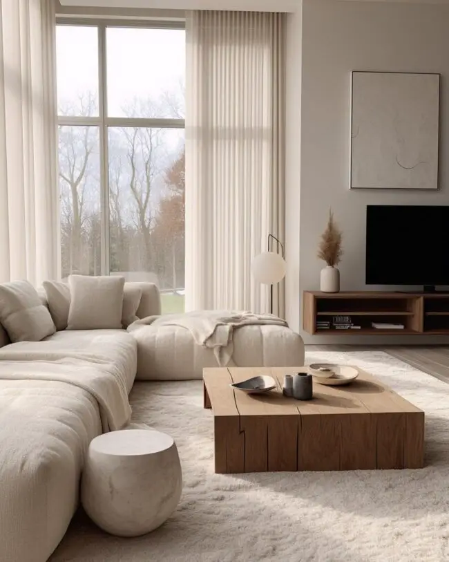 A Serene and Minimal Living Room in Neutral Tones