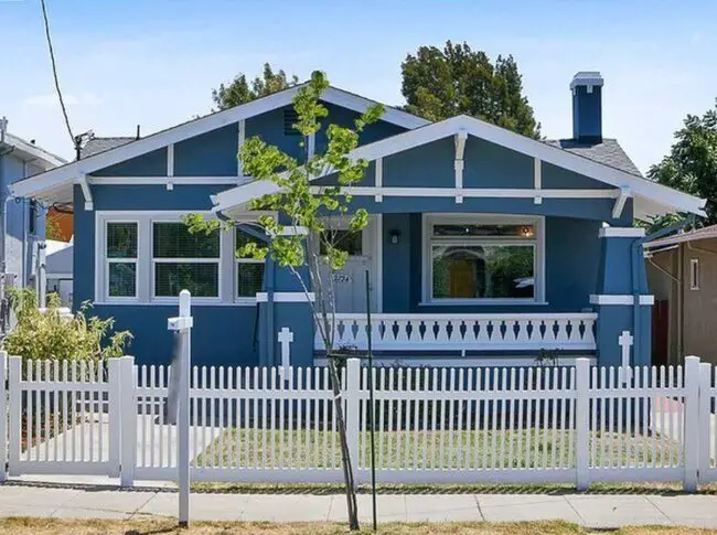 Craftsman Blue Bungalow with White Trim