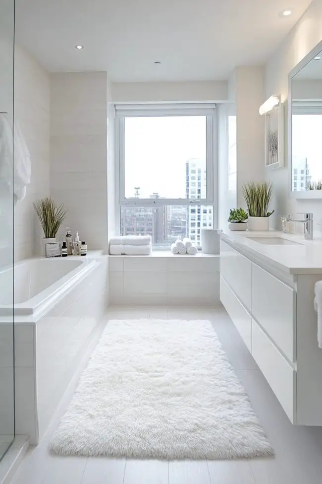 Tranquil All-White Bathroom Design