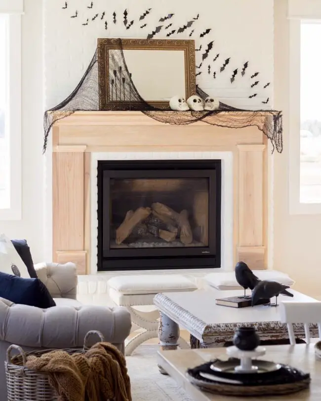 Elegant Halloween Fireplace Accent