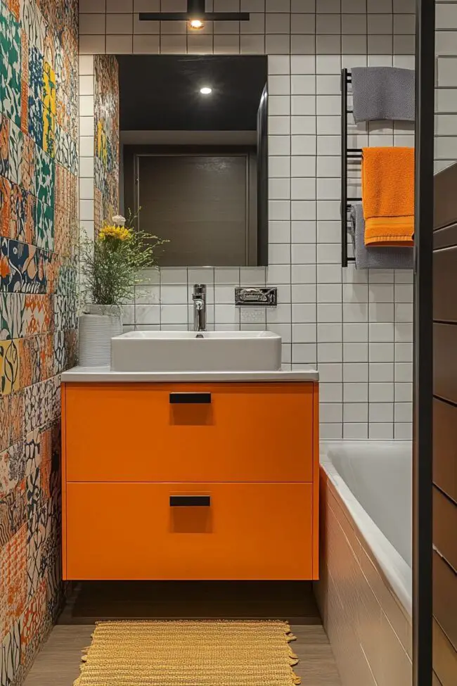 Bright and Bold Loft Bathroom Design