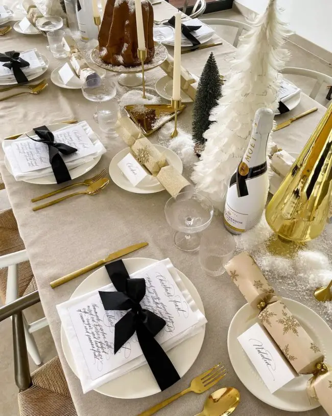 Sophisticated Gold and Black Holiday Table