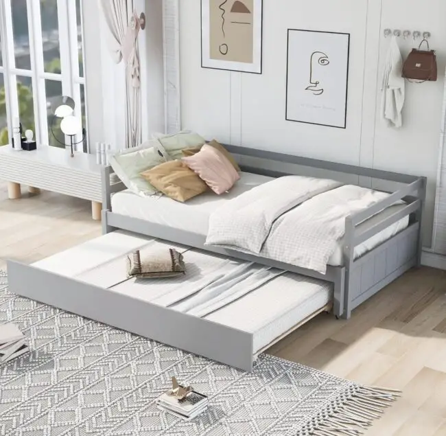 Modern Grey Trundle Bed Style