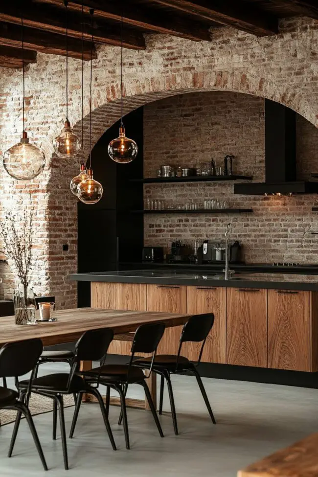 Rustic Wood and Brick Dining Charm