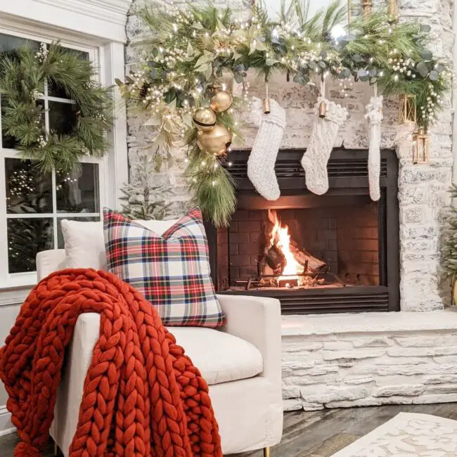 Warm Fireplace Setting for Christmas