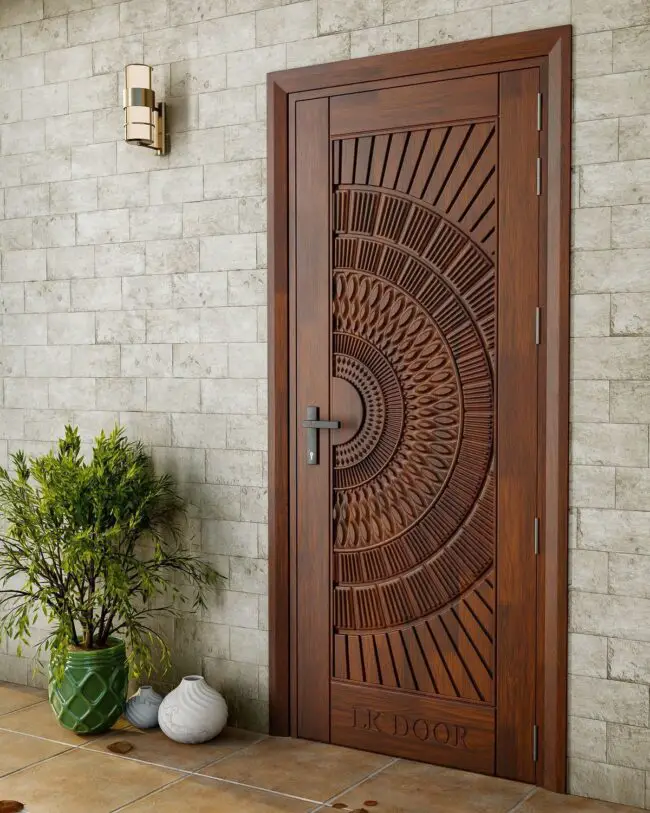 Ornate Wooden Door with Intricate Carvings