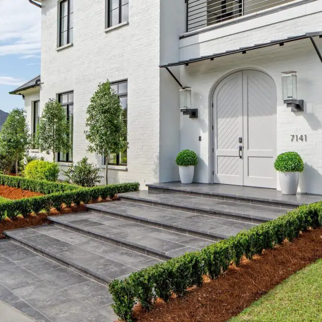 Elegant Black-Tile Porch