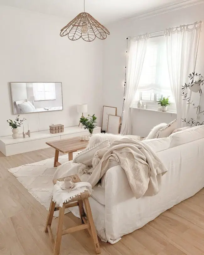 Pure White Minimalism and Boho Comfort