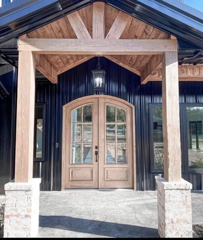 Modern Rustic Porch with Natural Wood Accents