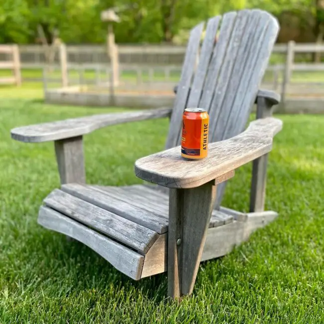 Grey Adirondack Chair with a Beverage