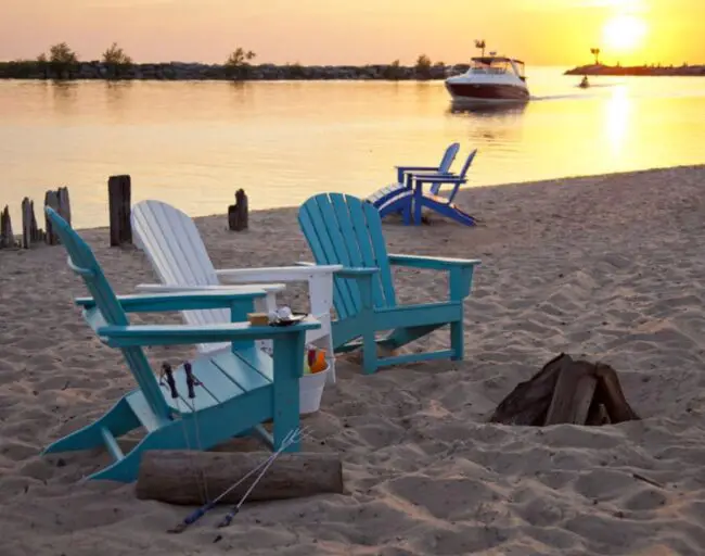 Turquoise Adirondack Chairs for a Sunset Gathering