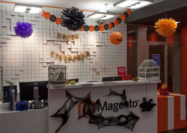 Seasonal Reception Desk with Halloween Touches