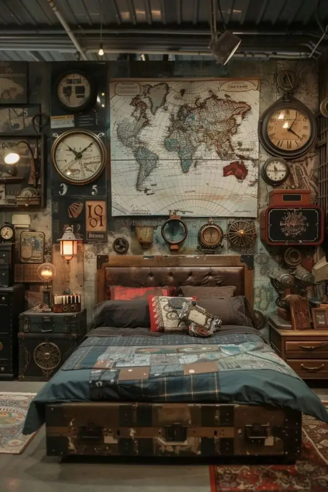 Steampunk-Inspired Bedroom Journey