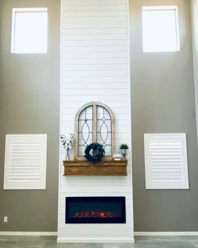 Rustic Fireplace with Shiplap Walls