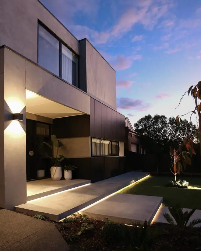 Modern Porch with Contemporary Lighting