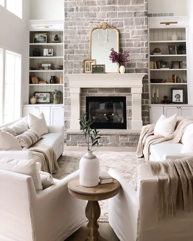 Elegant Fireplace as the Heart of a French Country Room