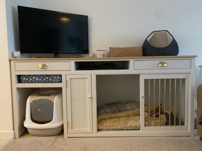 TV Stand with Built-In Cat Features