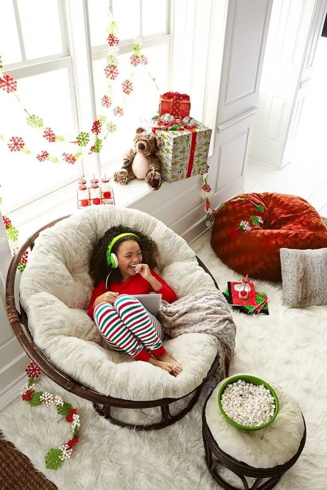 Festive Cheer in a Papasan Chair