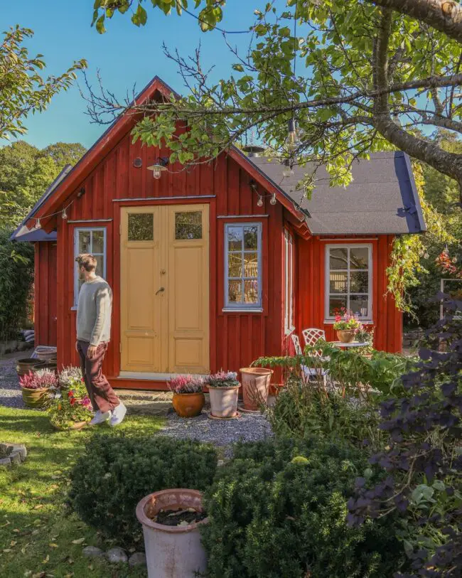 Bright Red Cottage with Scandinavian Influences