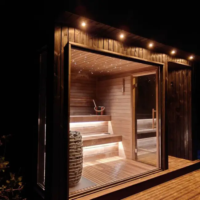 Starry-Sky Ceiling in a Luxurious Sauna